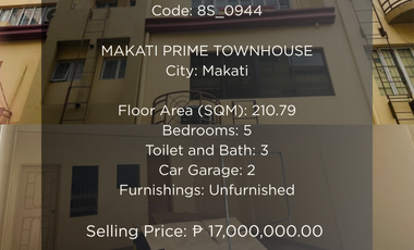 For Sale 5 Bedroom Townhouse in Makati Prime