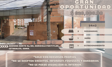 Departamento en venta en Agrícola Pantitlán, Iztacalco.