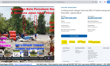 TERMURAH Lelang Rumah 683m2 hanya Rp. 4 juta/m2 di CBD Jakarta Barat & STRATEGIS : < 1 km dari Perumahan Elit Puri Indah & Permata Buana