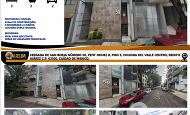 VENTA DE PENTHOUSE SOLO PAGO DE CONTADO- SAN BORJA 50- DEL VALLE- BENITO JUAREZ- CDMX