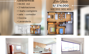 Mini depas en Pre Venta Urb Ttio 64.92 m2 Residencial Munay