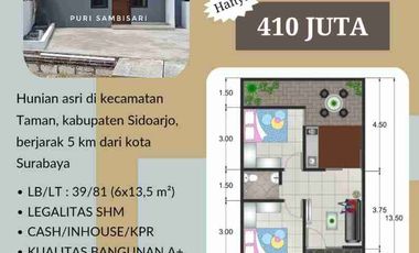 Rumah murah taman sidoarjo jalan lebar 2 mobil