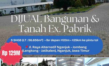 Dijual Lahan & Bangunan ex. Pabrik di Nganjuk Jawa Timur