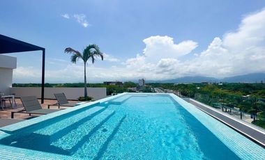 SE RENTA DEPARTAMENTO AMUEBLADO 1 RECÁMARA + ESTUDIO CON ALBERCA NUEVO VALLARTA