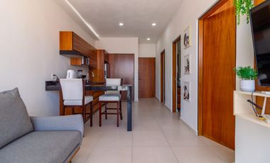 SE RENTA DEPARTAMENTO AMUEBLADO 1 RECÁMARA + ESTUDIO CON ALBERCA NUEVO VALLARTA