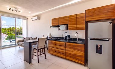 SE RENTA DEPARTAMENTO AMUEBLADO 1 RECÁMARA + ESTUDIO CON ALBERCA NUEVO VALLARTA