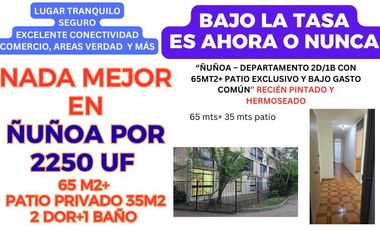 Departamento en Ñuñoa con patio privado – mejor precio por metro cuadrado: 2.250 UF