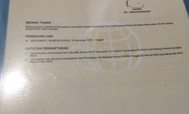 Rumah Komp pondok permai. jln Garuda 5, pauh ,Padang