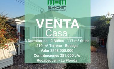 Vende Hermosa Casa Remodelada 3d 2b en La Florida - Pasaje Cerrado