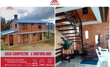 ✨CASA CAMPESTRE 1483 M2 VEREDA CARREÑO SOTAQUIRÁ-BOYACÁ✨