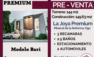 🔴PRE-VENTA🔴 🏠🏠Casas nuevas en La Joya Premium, a la entrada de Paseos de Chavarria, Mineral de la Reforma, Hgo.🏠🏠