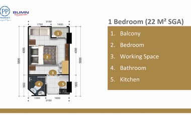 RESORT APARTEMEN 1 KAMAR TIDUR LOKASI SEMARANG BARAT DEKAT UIN WALISONGO