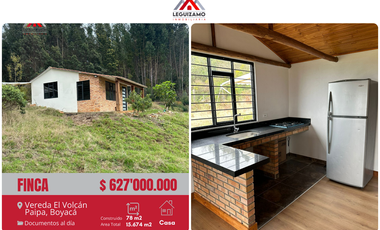 ✨FINCA 15.674 M2 VEREDA EL VOLCÁN PAIPA-BOYACÁ✨