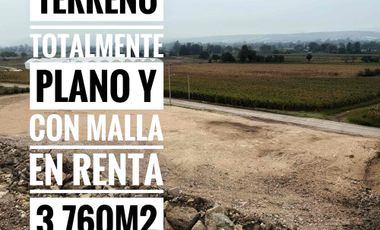 TERRENO EN RENTA 3761M2 TOTALMENTE PLANO Y CON MALLA