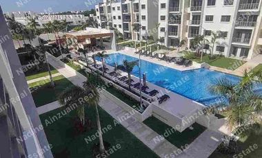 DEPARTAMENTO EN RENTA UBICADO EN RESIDENCIAL AV. HUAYACAN , LONG ISLAND  CANCÚN QUINTANA ROO. 2 RECÁMARAS, AMENIDADES, SEGURIDAD.