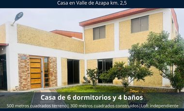 Venta Casa solida 300 m² terreno 500 m² en Valle Azapa