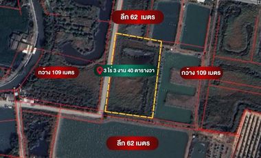 ที่ดินซอยหมู่บ้านบางนาการ์เด้น7 สมุทรปราการ เนื้อที่ 3 ไร่ 3 งาน 40 ตารางวา (แปลงมุม)