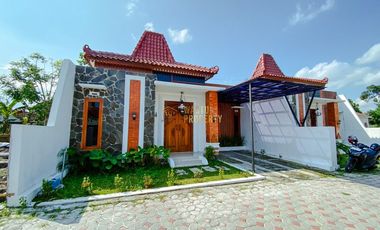 DIJUAL RUMAH CANTIK DESAIN ETNIK JAWA 600 JUTAAN SHM SIAP HUNI DI TLOGO PRAMBANAN