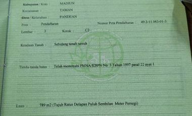 Dijual Tanah Strategis Dekat Bunderan Taman Kota Madiun