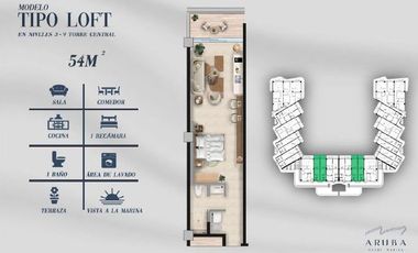 Loft en Venta Aruba Grand Marina Mazatlán, Sinaloa