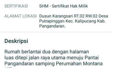 Rumah Villa di Pangandaran Kec Kalipucang