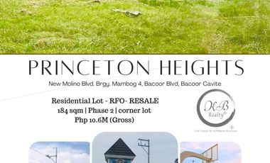 RFO Residential corner Lot for Sale at Princeton Heights New Molino Blvd. Bacoor Cavite