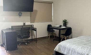 Departamento en Renta zona TEC Col. Mexico, Monterrey, equipado y amueblado tipo loft incluye servicios (wifi, luz, agua y gas)
