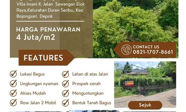 Strategic Land for Sale on Jl Sawangan Elok, Duren Seribu, Near ARCO Housing, Depok