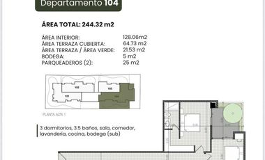 Departamento de 244m2 en edificio Ghyra