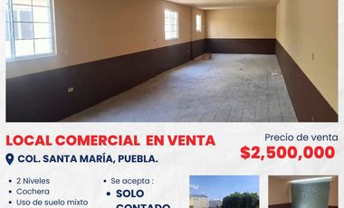 Se vende local comercial de 2 niveles con cochera en col. Santa Maria, cerca de diagonal defensores de la república, Capu