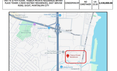 Condo for sale in TRIBECA PRIVATE RESIDENCES BRYANT PLACE TOWER 3 (NOW EASTBAY RESIDENCES), EAST SERVISE ROAD, SUCAT, MUNTINLUPA CITY