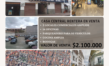 Propiedad Casa Comercial rentera de venta en Cuenca con parqueadero público en pleno centro histórico excelente rentabilidad