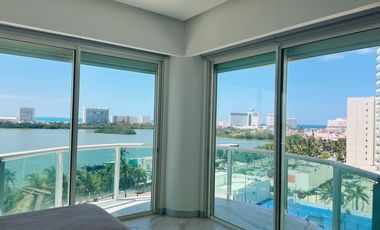 DEPARTAMENTO EN RENTA BAY VIEW GRAND ZONA HOTELERA CANCUN, ESPECTACULARES VISTAS AL MAR AMUEBLADO