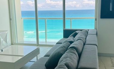 DEPARTAMENTO EN RENTA BAY VIEW GRAND ZONA HOTELERA CANCUN, ESPECTACULARES VISTAS AL MAR AMUEBLADO