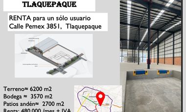 BODEGA RENTA TLAJOMULCO CERCA CENTRAL CAMIONES
