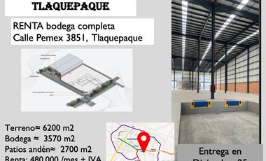 BODEGA RENTA TLAJOMULCO CERCA CENTRAL CAMIONES