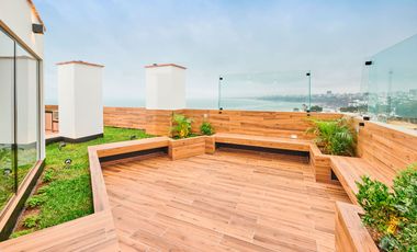 Se Vende Moderno Flat de Estreno, Amoblado, de 3 Dormitorios y Vista Externa en Chorrillos, Limite con Barranco