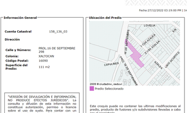 CASA EN VENTA PROLONGACION 16 DE SEPTIEMBRE 298, BARRIO XALTOCAN, XOCHIMILCO, CDMX.