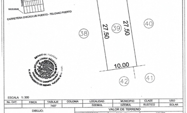 Terreno en venta, 3era. Fila, vista al norte en San Benito, Yucatan