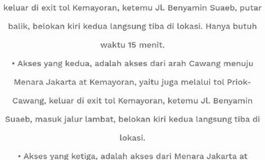 jual rugi apartemen menara jakarta, 3 + 1 bedroom. Termewah dan one living concept. Lokasi di Kemayoran persis depan Jiexpo ( Jakarta Fair )