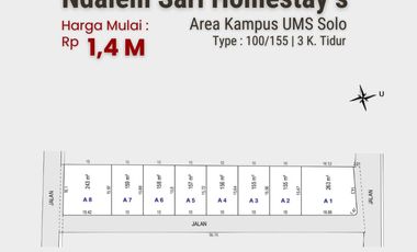 Beli Homestay Kartasura Solo, Type 100/155, Legalitas SHM/PBG: Pesan Bangun