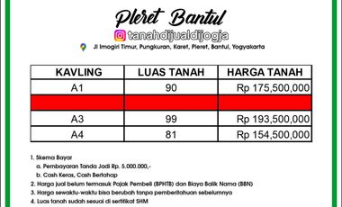 Tanah dekat Kampus UAD di Pleret Bantul Jogja Siap Bangun
