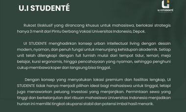 Jual Kost di Kampus Universitas Indonesia Depok Fully Furnish Bangunan Baru Strategis Cocok untuk Investasi