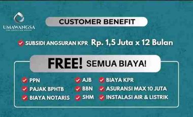 bayar 1,5 juta  an bebas semua biaya  &   bonus ac tiap kamar ,smart door lock,kanopi carport ,meja dapur kompor tanam