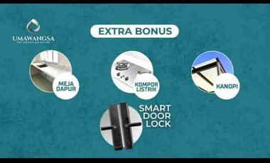 bayar 1,5 juta  an bebas semua biaya  &   bonus ac tiap kamar ,smart door lock,kanopi carport ,meja dapur kompor tanam