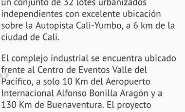 Venta de Lotes e Inmueble Industrial en CIC-1 Yumbo – 7.520 m², Estrato 6, Autopista Cali-Yumbo