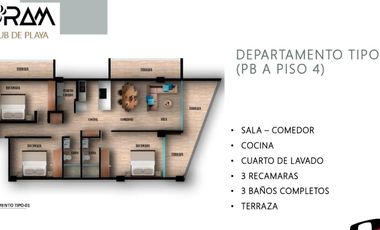 DEPARTAMENTO A PIE DE PLAYA EN TORAM CLUB DE PLAYA