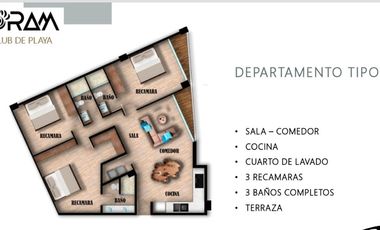 DEPARTAMENTO A PIE DE PLAYA EN TORAM CLUB DE PLAYA