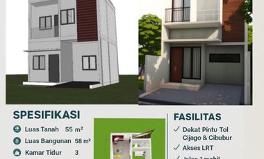 Jual Rumah Baru Minimalis 2 Lantai Dekat Pintu Tol Cisalak Depok