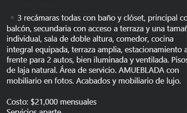 Casa amueblada en renta, zona céntrica.